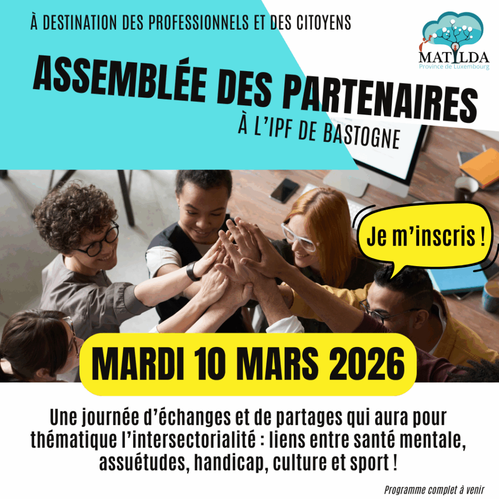 On se réjouit de vous retrouver le mardi 10 mars prochain à l'IPF à Bastogne pour notre Assemblée annuelle ouverte aux profesionnels et aux citoyens. Programme complet à venir. Nombre de place limité.